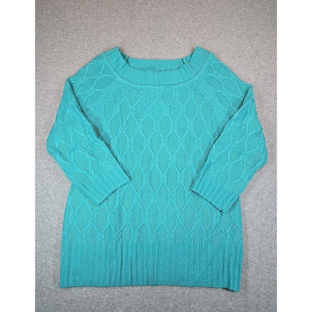 Sag Harbor Sweater Shirt Womens Size Medium Large‎ Green Knitted Pullover NWT